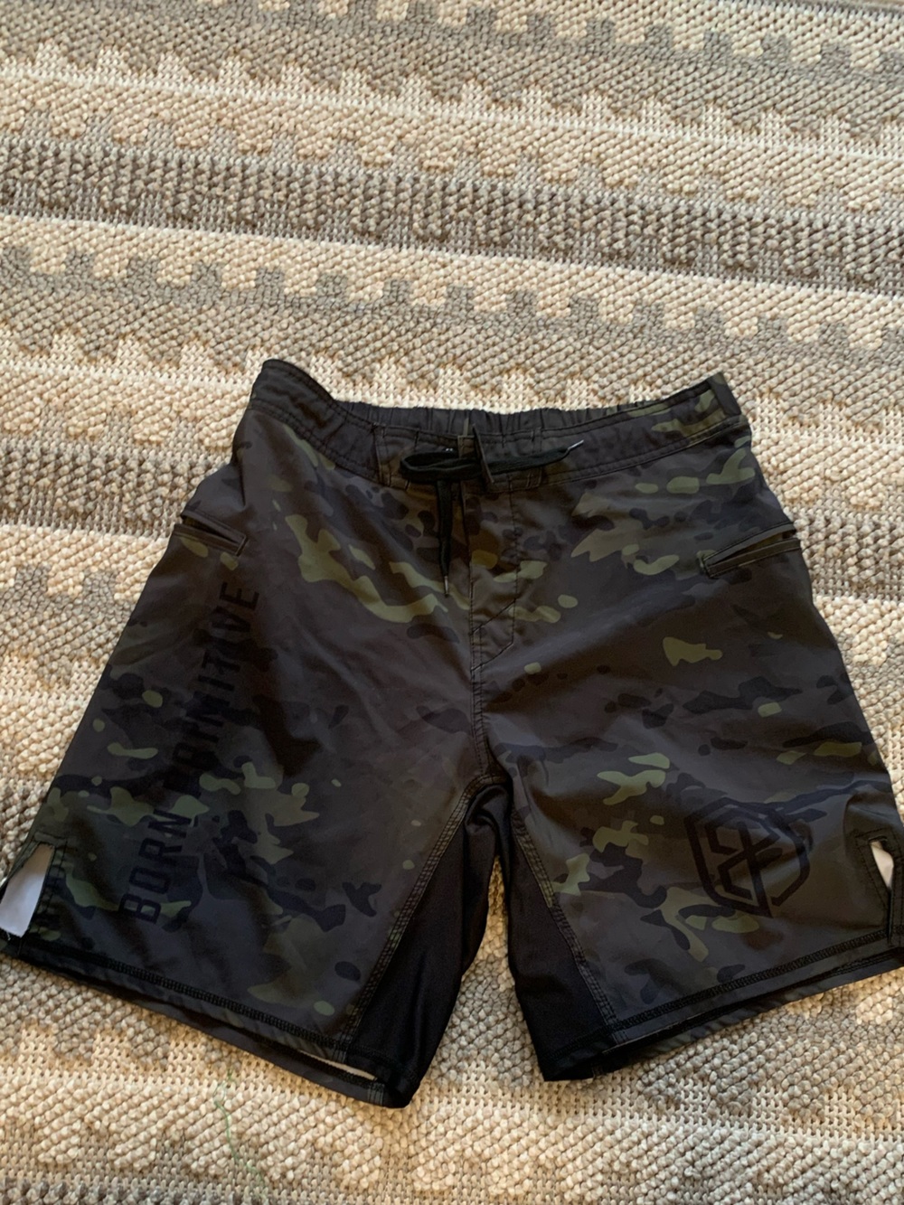 Born Primitive Black Olive Camo Training Shorts